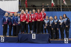 $, $, durant la finale opposant la Suisse a l'Ecosse lors des championnats du monde de curling de double mixte, ce samedi 30 avril 2022 au Centre Sportif de Sous-Moulin a Thonex (Bastien Gallay / GallayPhoto)